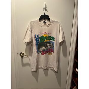 Vintage Bass Banonza Texas 1993 White T-Shirt Size L